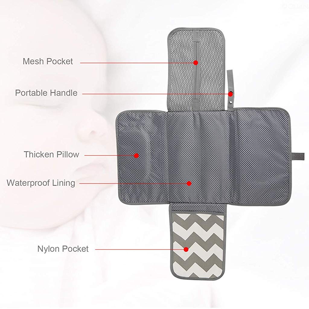 SNOWIE SOFT Baby Changing Mat, Waterproof Changing Pad with Head Cushion & Organizer Pockets, Diaper Changing Station, Foldable Baby Massage Mat for Home Travel Outside (Grey) SNOWIE SOFT Baby Changing Mat, Waterproof Changing Pad with Head Cushion & Organizer Pockets, Diaper Changing Station, Foldable Baby Massage Mat for Home Travel Outside (Grey)